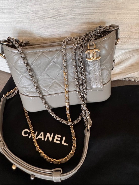 CHANEL Handbags - 💯 % Authentic CHANEL small Gabrielle Gray Quilted Leather bag